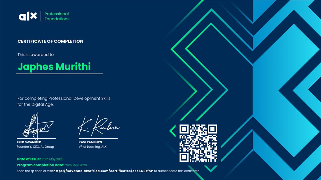 ALX Professional Foundations certificate